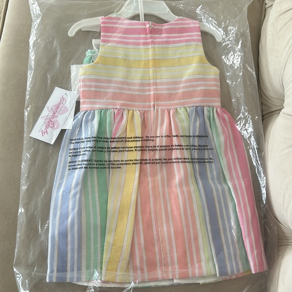 Girls 24 month new nwt dress rainbow stripes bloomers bow - Picture 3 of 3